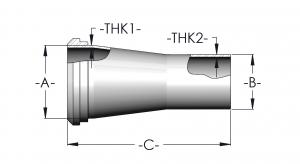 Concentric Reducer - Large End Plain Ferrule - Small End Butt Weld with Tangent