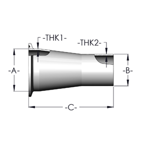 Réducteur Concentrique Extrémités Grande Type Clamp Petite à Souder, avec Tangent