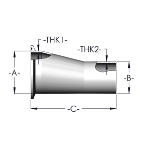 Réducteur Excentrique Extrémités Grande Type Clamp Petite à Souder, avec Tangent