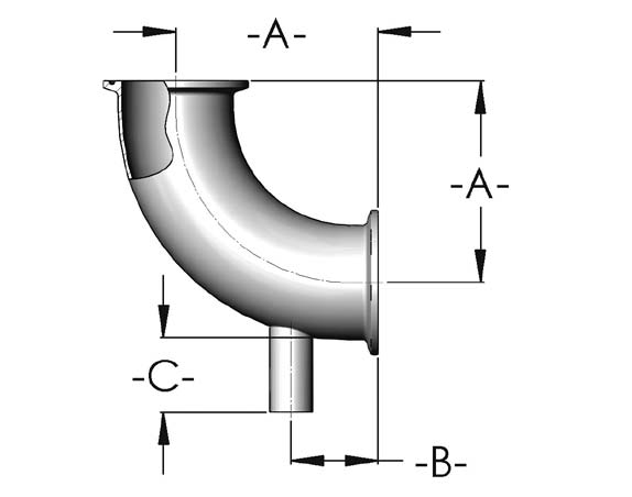 Drain and Wash - 90° Elbow - Both Ends Clamp