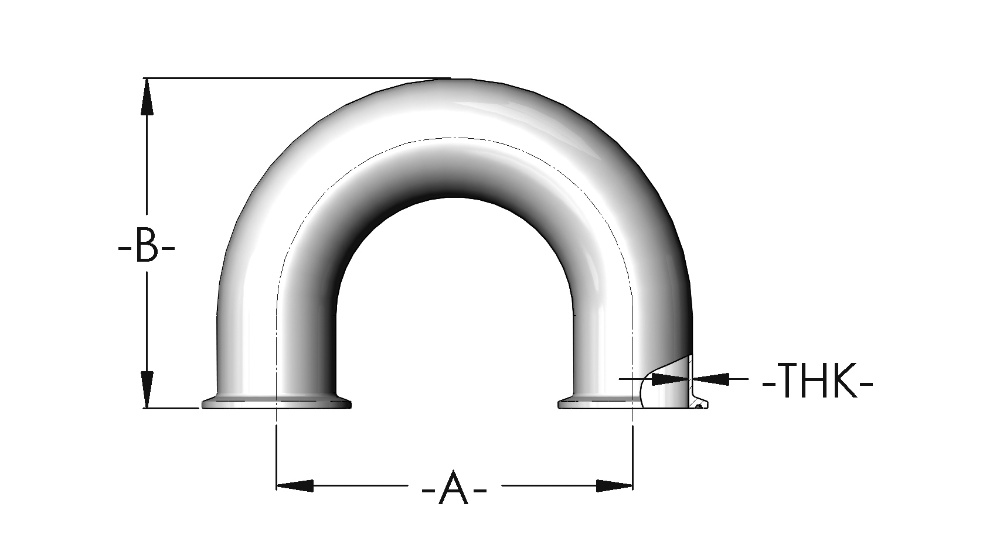 Coude en U de 180° extrémités type clamp