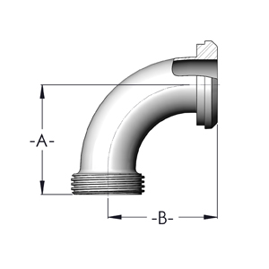 90° Concentric Reducing Elbow - Large End 14 - Small End 15